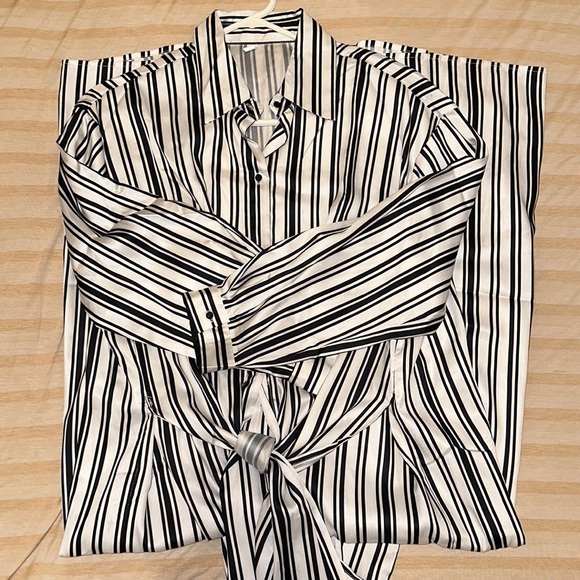 Shein Stripe Tie Front Dress - Picture 1 of 6